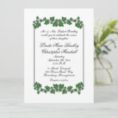 Green Leaves White Wedding Invitation Kaart (Staand voorkant)