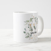 Green Leaves Wreater Monogram Initiaal W Letter Grote Koffiekop (Voorkant rechts)