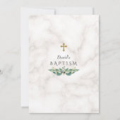 Green Leaves Wreator Cross Marble Boy Baptisme Kaart (Achterkant)