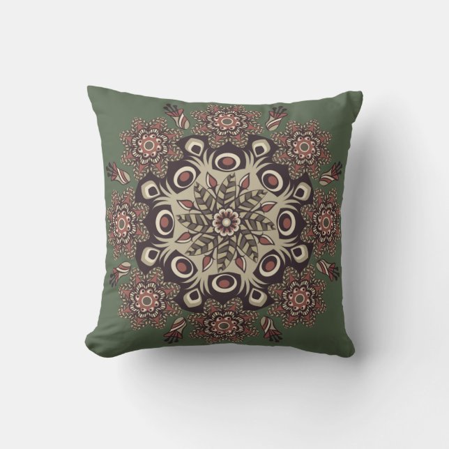 Green/ Lemon Chiffon Reversible Mandala Pillow Kussen (Voorkant)