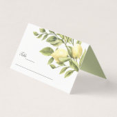 Green | Lemons Leaves elegant Wedding Visitekaartje (Voorkant)