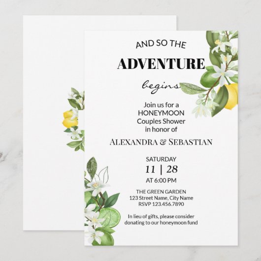 Green Lemony Honeymoon Douche Kaart (Voorkant / Achterkant)