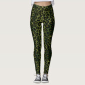 Green Leopard Animal Print Leggings (Voorkant)
