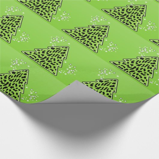 Green Leopard Cheetah kerstboom Cadeaupapier (Hoek)
