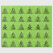 Green Leopard Cheetah kerstboom Cadeaupapier (Vlak)