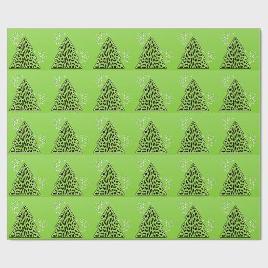 Green Leopard Cheetah kerstboom Cadeaupapier (Vlak)