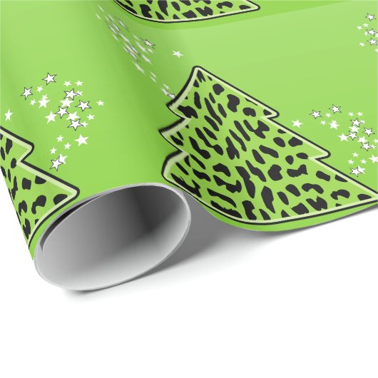 Green Leopard Cheetah kerstboom Cadeaupapier (Rol Hoek)