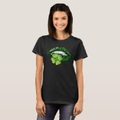 Green Leopard Lips Shamrock Saint Patrick's Day Gi T-shirt (Voorkant volledig)
