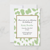 Green Leopard Pattern Birthday Invitation Kaart (Voorkant)