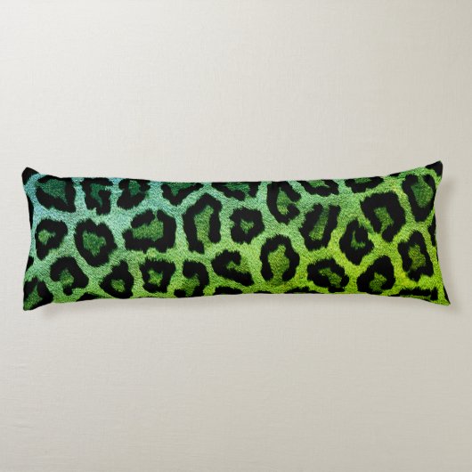 Green Leopard Print Body Pillow Lichaamskussen (Achterkant)