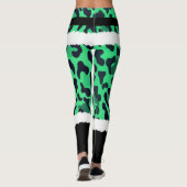 Green Leopard Print Kerstman Kostuum Kerstmis Leggings (Achterkant)