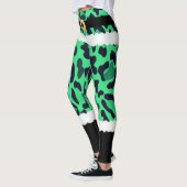 Green Leopard Print Kerstman Kostuum Kerstmis Leggings (Links)