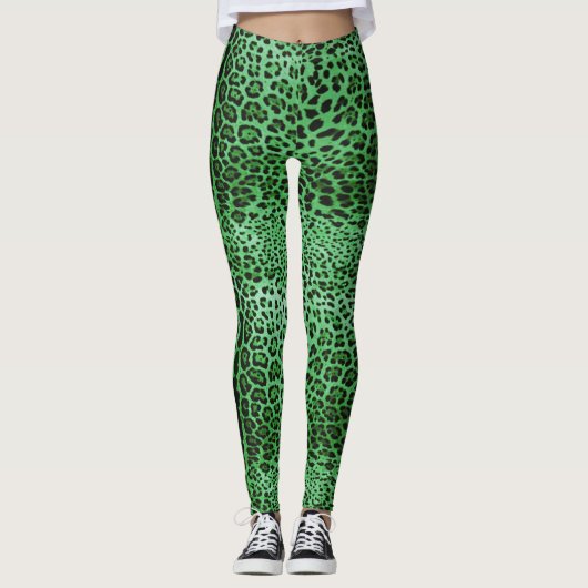 Green Leopard Print Leggings (Voorkant)
