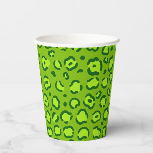 Green Leopard Print Papieren Bekers (Achterkant)