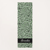 Green Leopard Print Personalized Pilates Yoga Mat (Voorkant)
