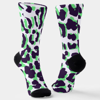 Green Leopard Print Sustainable Premium Crew Socks Sokken