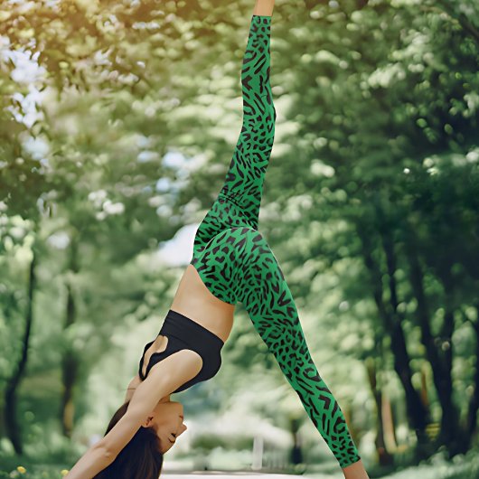 Green Leopard Safari Print Leggings