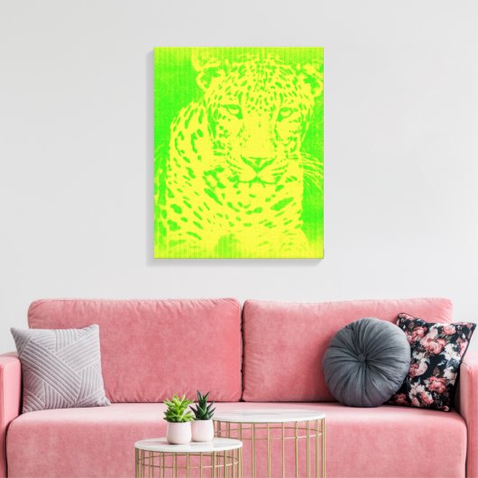 Green Leopard Wrapped Canvas Afdruk (Insitu (Woonkamer))