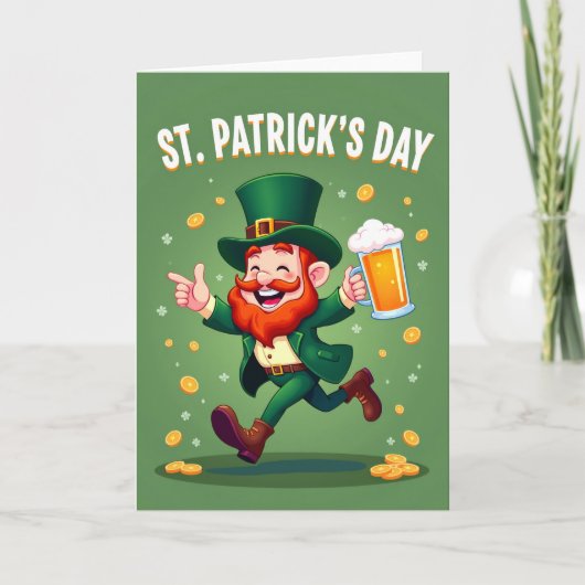 Green Leprechaun Celebration Card Kaart (Voorkant)