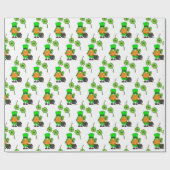 Green Leprechaun Gnome met Shamrock Cadeaupapier (Vlak)