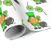 Green Leprechaun Gnome met Shamrock Cadeaupapier (Rol Hoek)