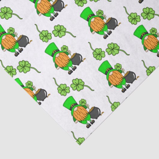 Green Leprechaun Gnome met Shamrock Tissuepapier (Detail)