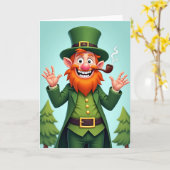 Green Leprechaun Irish Luck Card Kaart (Gele Bloem)