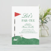 Green Let's Par-T-shirt Golf eerste verjaardagsuit Bedankkaart (Staand voorkant)