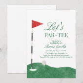 Green Let's Par-T-shirt Golf eerste verjaardagsuit Bedankkaart (Voorkant / Achterkant)