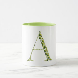Green Letter A Mug – Minimal Gradient MonogramGift Mok