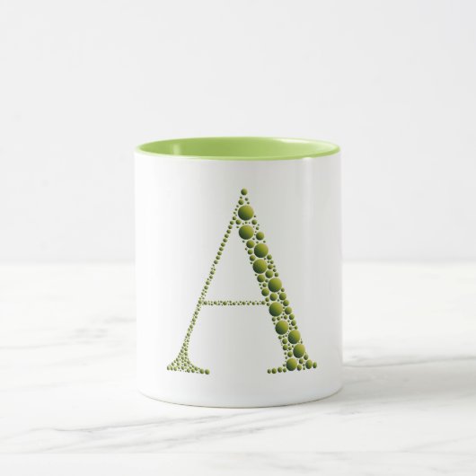 Green Letter A Mug – Minimal Gradient MonogramGift Mok (Midden)