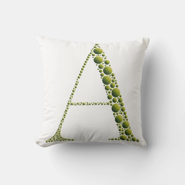 Green Letter A Pillow – Minimal Green MonogramHome Kussen (Voorkant)