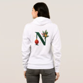 Green Letter N Festive Holiday Zip-Up Hoodie (Achterkant volledig)