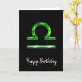 Green Libra Sign Birthday Kaart (Gele Bloem)