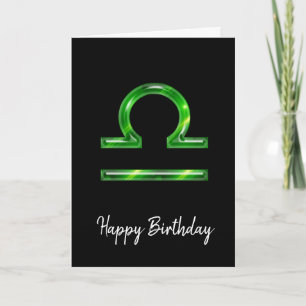 Green Libra Sign Birthday Kaart
