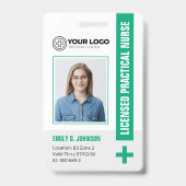 Green Licensed Praktische Verpleegkundige LPN Foto Badge (Front)