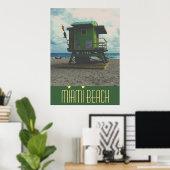 Green Lifeguard Tower Miami Beach Poster (Thuiskantoor)