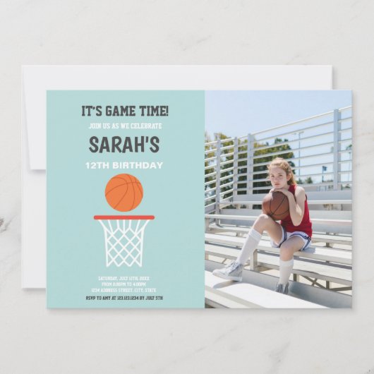 Green Light Background Basketball Invitations Kaart (Voorkant)