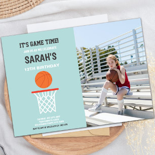 Green Light Background Basketball Invitations phot Kaart