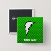 Green Lightning Bolt Vierkante Button 5,1 Cm (Voorkant /achterkant)