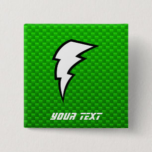 Green Lightning Bolt Vierkante Button 5,1 Cm