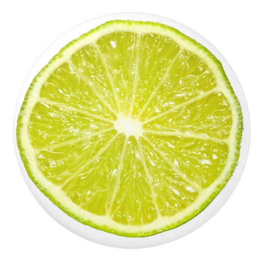 Green Limoen Citrus Fruit Slice grappige 2D-afbeel Keramische Knop (Voorkant)