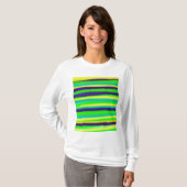 Green Limoen Striped Abstracte Art T-shirt (Voorkant volledig)