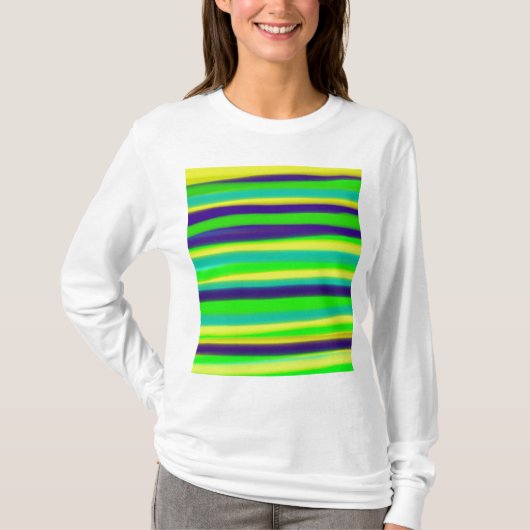 Green Limoen Striped Abstracte Art T-shirt (Voorkant)