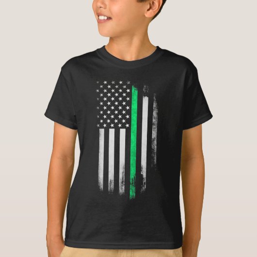 Green Line American Flag St Patrick's Day T-shirt (Voorkant)