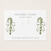 Green Line Art Candy Cane & Bow Hairclip Display  Visitekaartje (Voorkant)