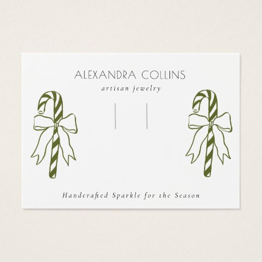 Green Line Art Candy Cane & Bow Hairclip Display  Visitekaartje (Voorkant)