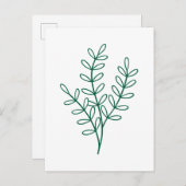 Green line art delicate leaves briefkaart (Voorkant / Achterkant)