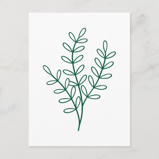 Green line art delicate leaves briefkaart (Voorkant)