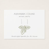 Green Line Art Festive Holly Branch Hairclip  Visitekaartje (Voorkant)